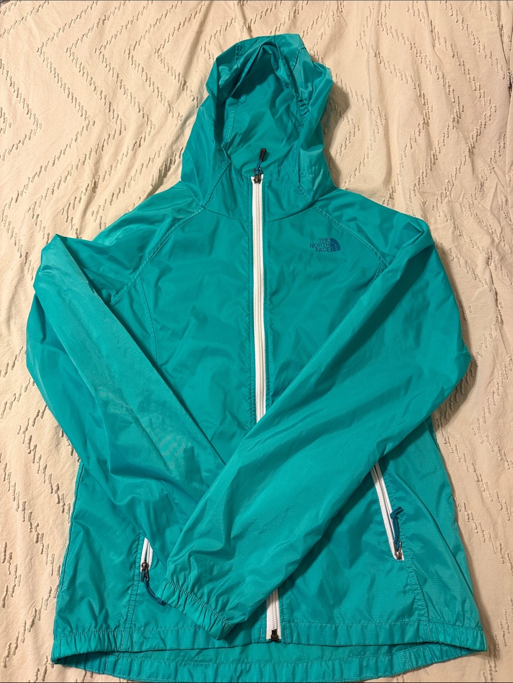 The North Face Teal Hooded Lightweight Windbreaker Jacket